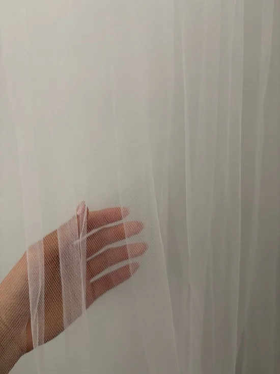 Light ivory waltz length veil - Picture 4 of 5